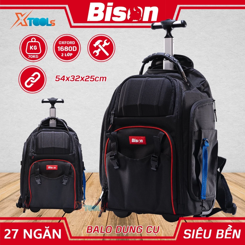 Balo kéo đựng đồ nghề Bison BS710281 vải Oxford 1680D 2 lớp
