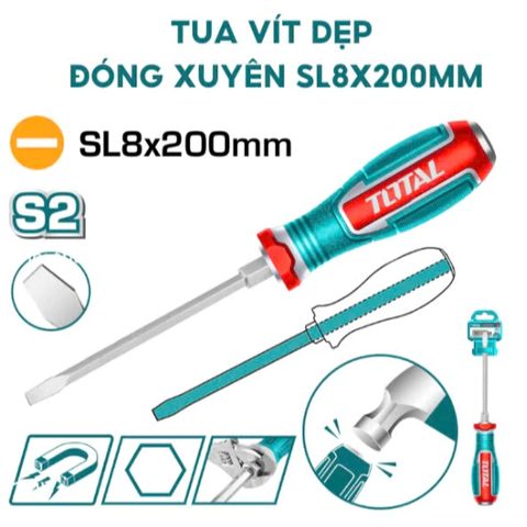 Tua Vít Dẹp đóng Xuyên SL8x200mm Total TGTSL8200
