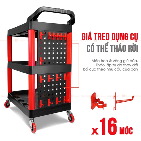[Sale 25/9] Xe Đẩy Dụng Cụ 3 Tầng Bison BS900VS5 Chính Hãng
