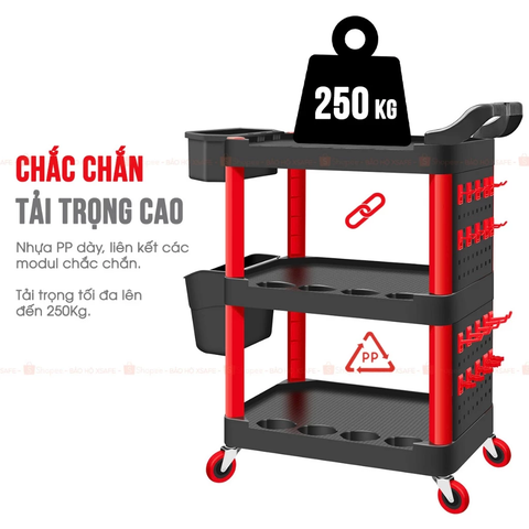 [Sale 25/9] Xe Đẩy Dụng Cụ 3 Tầng Bison BS900VS5 Chính Hãng
