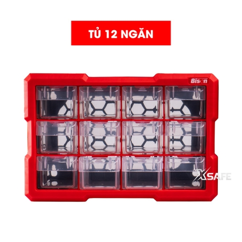 Hộp đựng linh kiện Bison nhiều ngăn có ghép nối Tủ nhựa nguyên sinh chắc chắn, dùng đựng đinh, ốc vít, linh kiện điện tử BS38688