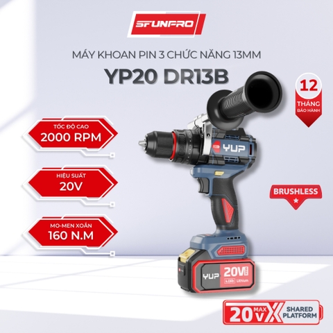 Máy Khoan Pin YUPAI YP20 DR13B bản 4.0Ah 13MM 3 Chức Năng- Khoan, Bắt Vít, Đảo Chiều  (full bộ)