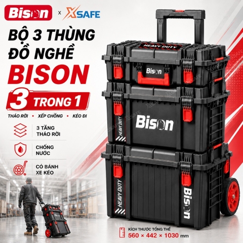 Thùng đồ nghề di động Bison 3in1 Combo 3 thùng kháng nước BS911421