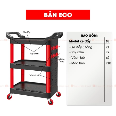 [Sale Lễ 2/9] Xe Đẩy Dụng Cụ 3 Tầng Bison BS900VS5 Chính Hãng