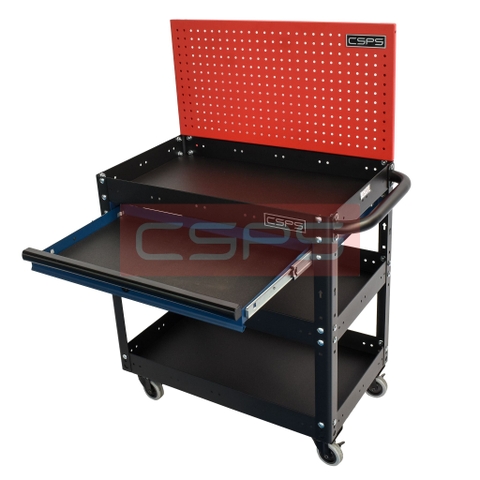 Xe Đẩy Đồ Nghề CSPS 71cm 3 Ngăn Có Vách Lưới Và Hộc Kéo