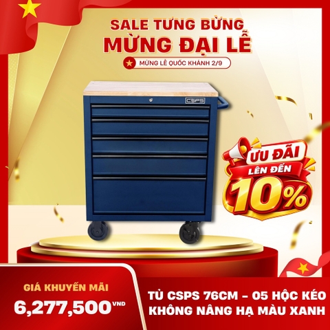 Tủ dụng cụ CSPS 76cm - 05 hộc kéo không nâng hạ màu xanh