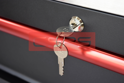 Tủ dụng cụ CSPS 132cm - 05 hộc kéo màu đen, tay cầm đỏ