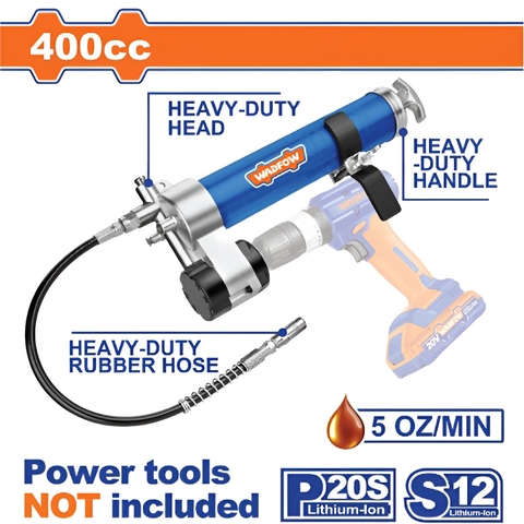 Dụng Cụ Bơm Mỡ Sử Dụng Máy Khoan Pin Có Giá Đỡ 400cc WADFOW WGG5540