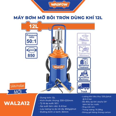 Máy Bơm Mỡ Dùng Khí Nén 12L WADFOW WAL2A12