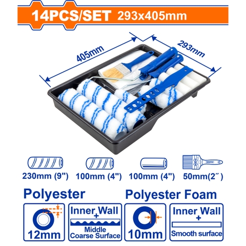 Bộ khay, cọ, con lăn sơn 14 trong 1 WadFow WCB3H13
