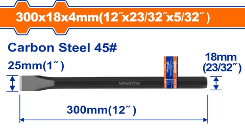 Mũi đục dẹp nguội 25x18x300mm WadFow WCC0301