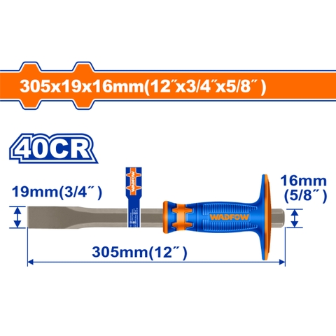 Mũi đục dẹp nguội 19x16x305mm WadFow WCC2311