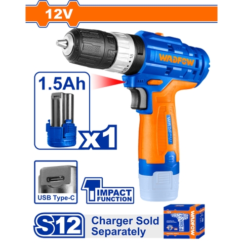 Máy khoan búa dùng pin Lithium-ion 12V (không kèm đầu sạc) WadFow WCDS540