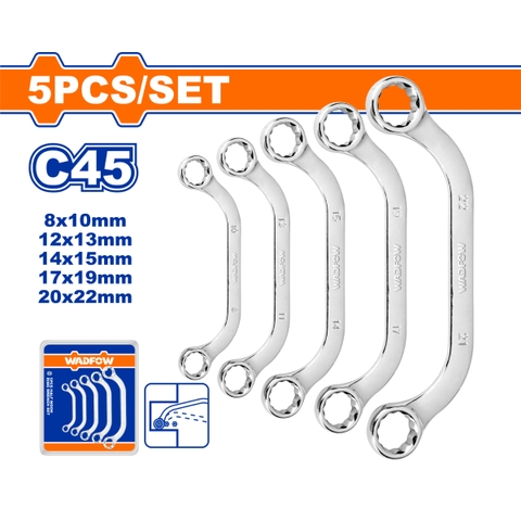 Bộ 5 cờ lê hai đầu vòng hình cung WadFow WFR3405