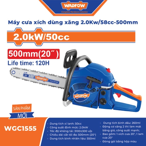 Máy Cưa Xích Chạy Xăng 2.0kW 58cc 500mm WADFOW WGC1555