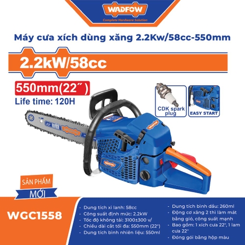 Máy Cưa Xích Chạy Xăng 2.2kW 58cc 550mm WADFOW WGC1558