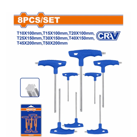 Bộ Cờ Lê Bông Sao Tay Cầm Chữ T 8 Chi Tiết WADFOW WHK3481