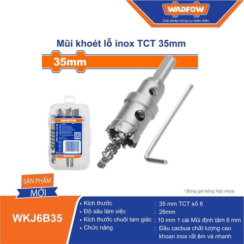 Mũi Khoét Lỗ Inox TCT 35mm WADFOW WKJ6B35