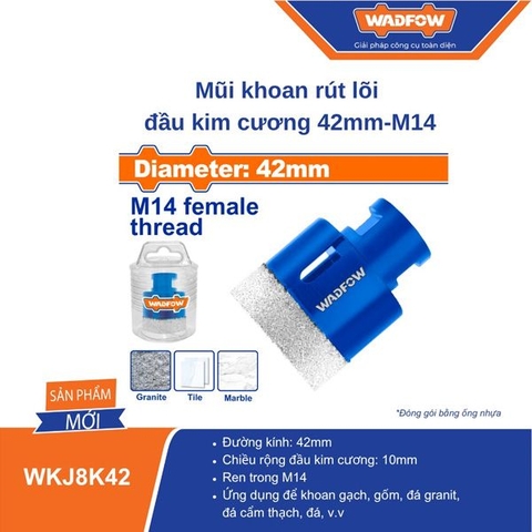 Mũi Khoan Rút Lõi Đầu Kim Cương 42mm-M14 WADFOW WKJ8K42