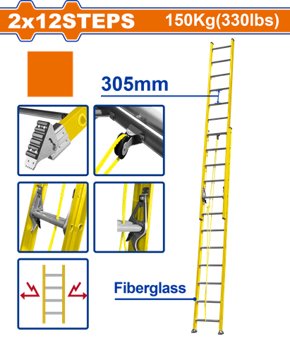 Thang Xếp Sợi Thủy Tinh Kéo Dài 2x12 Bậc WADFOW WLD0924
