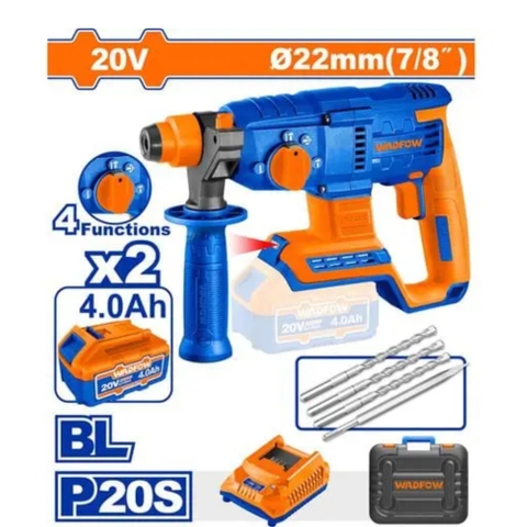 Máy Khoan Đục Bê Tông Dùng Pin 20V-22mm (không Chổi Than) (Kèm  2 Pin 4.0Ah) WADFOW WLM15225