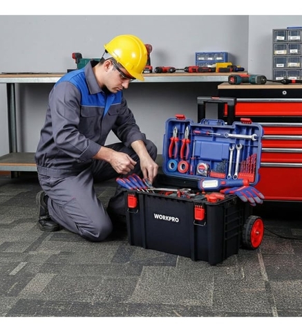 Thùng Đựng Dụng Cụ Nhựa Có Bánh Xe 560x442x500mm Workpro WP283032