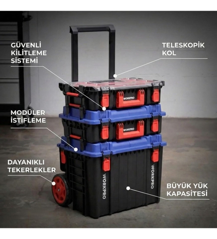 Thùng Đựng Dụng Cụ Nhựa Có Bánh Xe 560x442x500mm Workpro WP283032