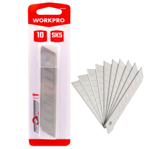Lưỡi dao rọc giấy thép SK5 18mm 10 Cái Workpro W212002