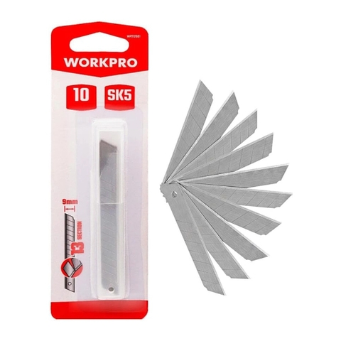 Lưỡi dao rọc giấy thép SK5 9mm 10 Cái Workpro WP212001