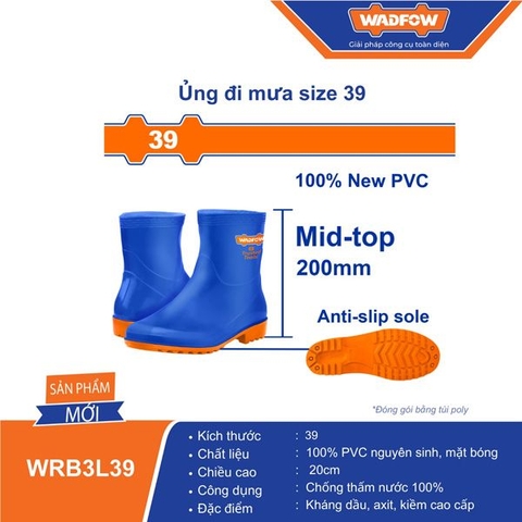 Ủng Đi Mưa Size 39 WADFOW WRB3L39