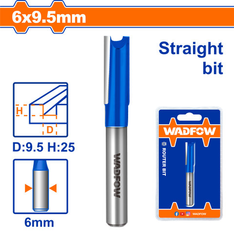 Mũi phay gỗ thẳng 6x9.5mm WadFow WRG1403