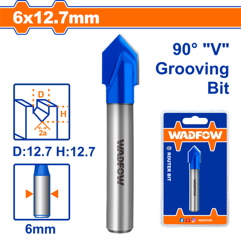 Mũi phay gỗ cắt rãnh V 6x12.7mm WadFow WRG2404