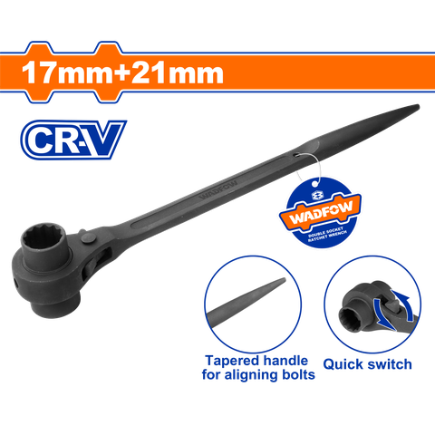 Cờ Lê Đuôi Chuột Tuýp Đôi 17mm+21mm WADFOW WSA7102