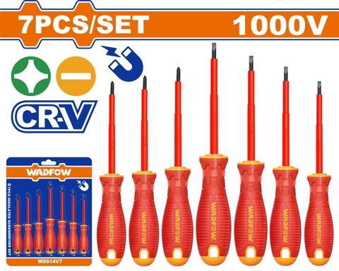 Bộ 7 tua vít dẹp & bake cách điện WadFow WSS7407