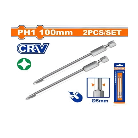 Bộ 2 Mũi Vít Bake Nối Dài PH1x100mm WADFOW WSV9KPH1