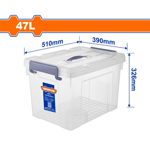 Thùng nhựa trong suốt dung tích 47L Wadfow WTB2350 510x390x326mm