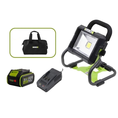 Đèn LED Dùng Pin 20V (1 Pin 4.0Ah, 1 Sạc 2A) Worx WU026.14.2B