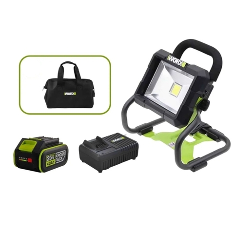 Đèn LED Dùng Pin 20V (1 Pin 4.0Ah, 1 Sạc 6A) Worx WU026.14.6B