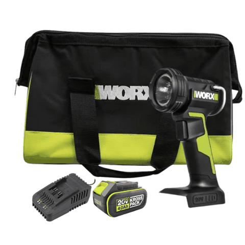 Đèn LED Dùng Pin 20V (1 Pin 4.0Ah, 1 Sạc 6A) Worx WU027.14.6B