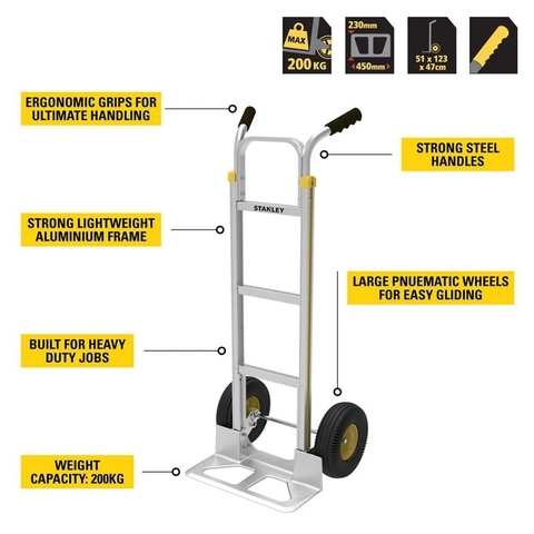 Xe đẩy hàng 2 bánh chuyên dụng công nghiệp 200kg Stanley HT513