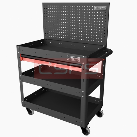 Xe Đẩy Đồ Nghề CSPS 71cm 3 Ngăn Có Vách Lưới Và Hộc Kéo