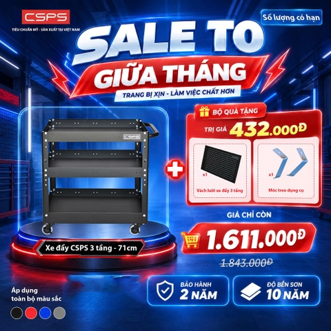 [Chỉ Còn 1.611.000] Xe Đẩy CSPS 3 Tầng - 71cm