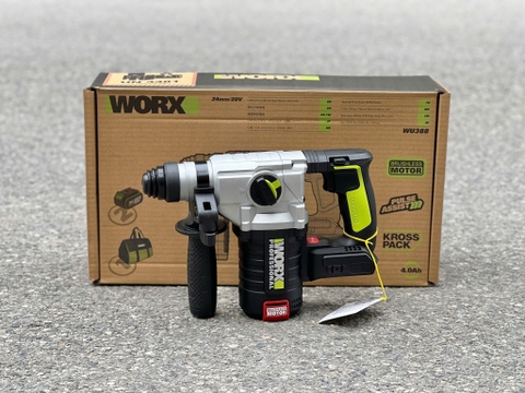 Máy khoan búa dùng pin Li-ion 20V Worx WU388.7 24mm (2 Pin 8Ah & 1 Sạc)