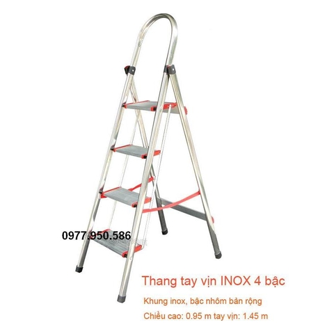 Thang nhôm tay vịn 4 bậc