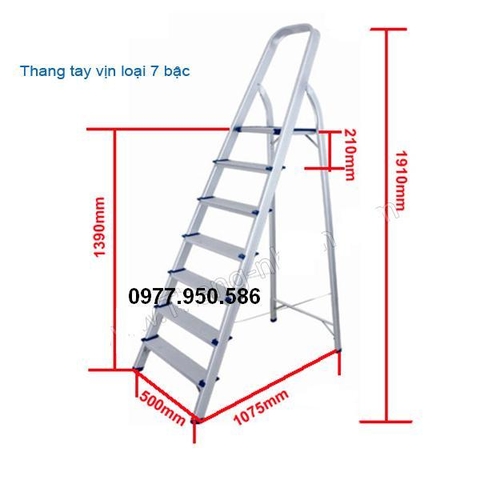 Thang nhôm tay vịn 7 bậc