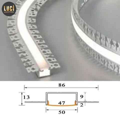 Nhôm âm trần thạch cao uốn cong bản rộng 50mm