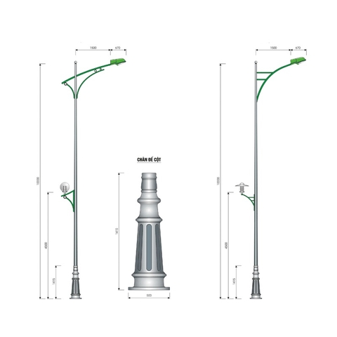 Chân Đế Cột Đèn Cao Áp / Đế Trụ Đèn Sân Vườn Gang / Thép Bền Bỉ Chịu Lực Cao