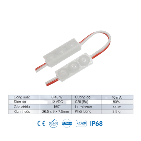 Chip LED Module dòng Mini3 2835 Samsung SiD IP68, Bảo hành 3 năm