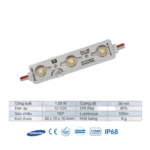 Module 4 LEDS Samsung 2835 SMD - 1.8W/12V - IP68 - Enseignes42