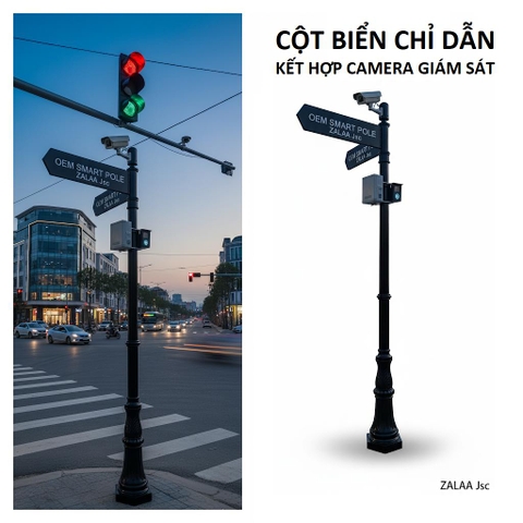 Cột Biển Báo Chỉ Dẫn Thông Minh Tích Hợp Tay Cần Lắp Camera | ZALAA